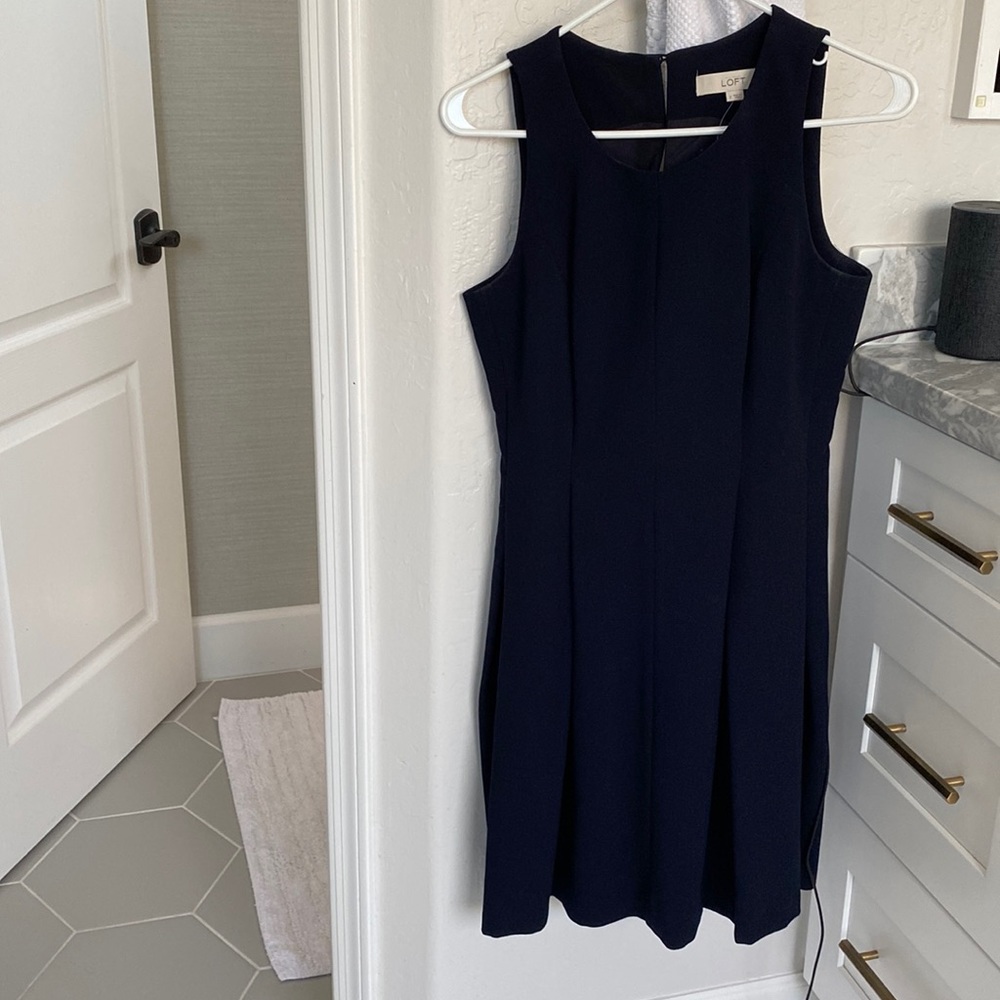 Navy blue fit and flare dress